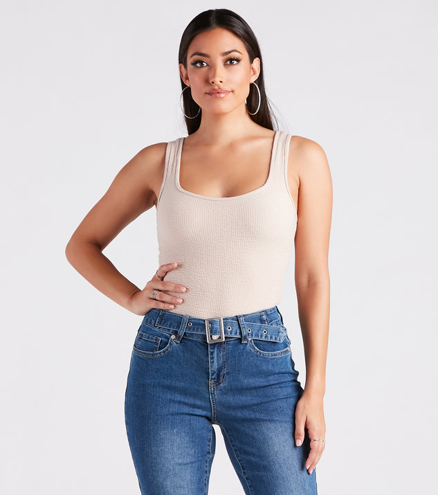With fun and flirty details, Casual Vibes Sleeveless Scoop Neck Bodysuit shows off your unique style for a trendy outfit for the summer season!