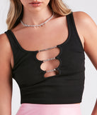 With fun and flirty details, Basics That Shine Rhinestone Crop Tank Top shows off your unique style for a trendy outfit for the summer season!