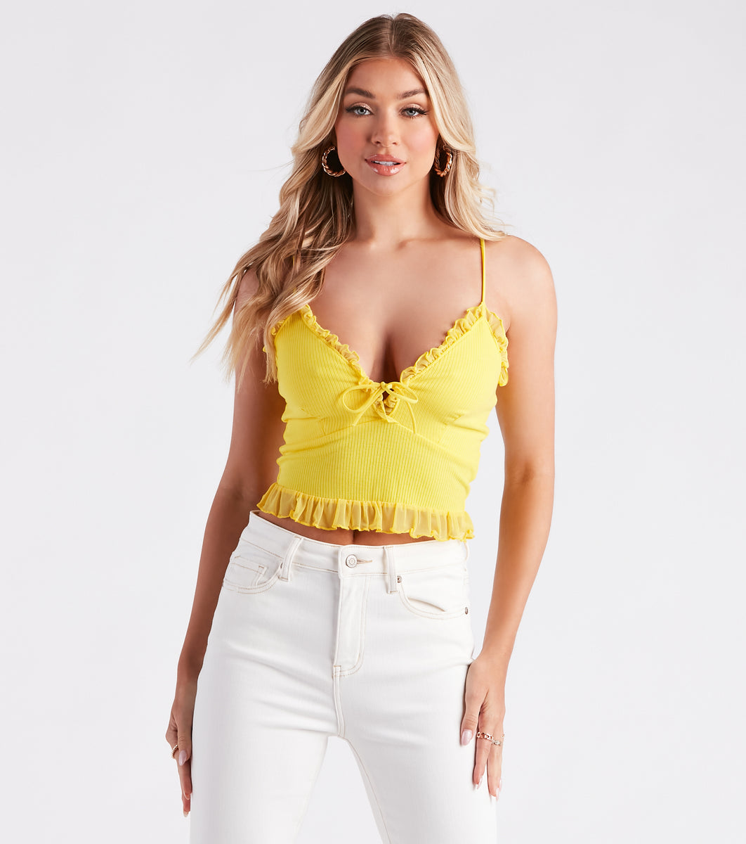 Frill Of The Moment Ruffle Tank Crop Top