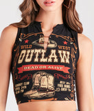 Wild West Outlaw Safety Pin Graphic Tank Top is a trendy pick to create 2024 concert outfits, festival dresses, outfits for raves, or to complete your best party outfits or clubwear!