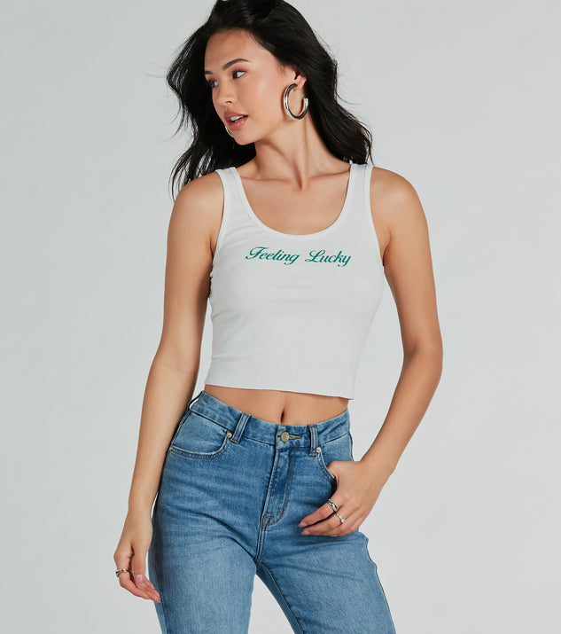Feeling Lucky Graphic Tank Crop Top | Windsor