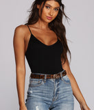 All Up On Black Knit Spaghetti Strap Bodysuit