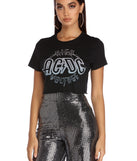 High Voltage AC/DC Cropped Tee is a trendy pick to create 2023 festival outfits, festival dresses, outfits for concerts or raves, and complete your best party outfits!