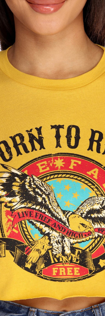 Born To Ride Cropped Tee is a trendy pick to create 2023 festival outfits, festival dresses, outfits for concerts or raves, and complete your best party outfits!