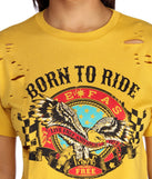 Born To Ride Cropped Tee is a trendy pick to create 2023 festival outfits, festival dresses, outfits for concerts or raves, and complete your best party outfits!
