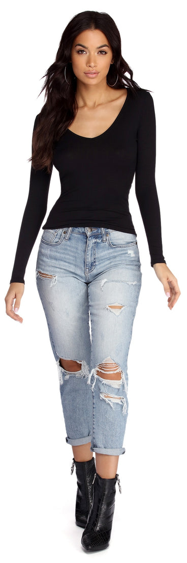 Basic Knit Long Sleeve Top