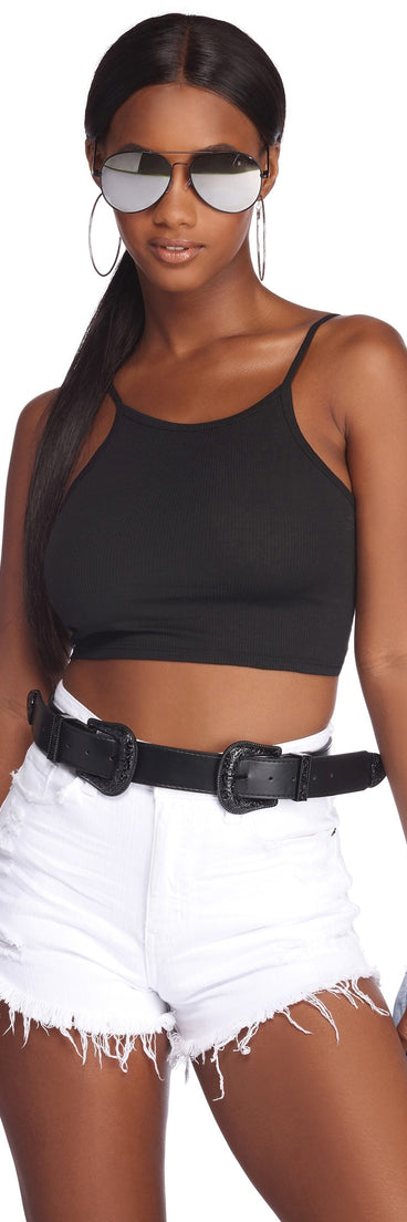 Basic High Neck Crop Top