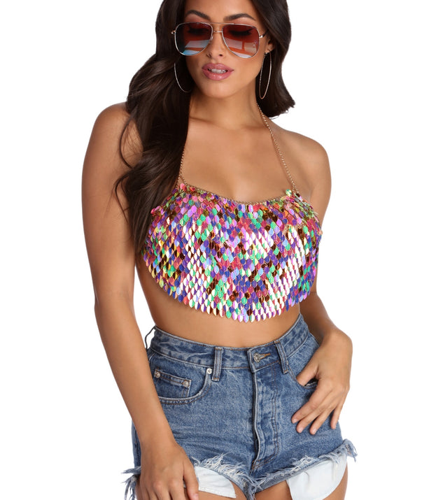 Rainbow Magic Paillette Sequin Chain Top