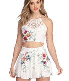 You’ll look stunning in the Lovely In Floral Crop Top when paired with its matching separate to create a glam clothing set perfect for parties, date nights, concert outfits, back-to-school attire, or for any summer event!