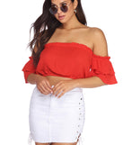 With fun and flirty details, Bring The Heat Tiered Crop Top shows off your unique style for a trendy outfit for the summer season!