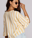 With fun and flirty details, Stripe The Day Cropped Blouse shows off your unique style for a trendy outfit for the summer season!