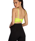 With fun and flirty details, More Glow Lace Bustier shows off your unique style for a trendy outfit for the summer season!