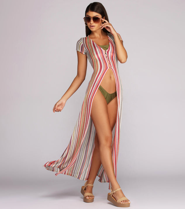 Beautiful And Bright Striped Duster for 2022 festival outfits, festival dress, outfits for raves, concert outfits, and/or club outfits