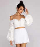 With fun and flirty details, Shoulder Show Off Crop Top shows off your unique style for a trendy outfit for the summer season!