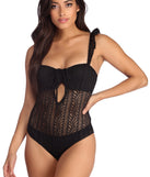 Darling Ruffle Crochet Bodysuit for 2022 festival outfits, festival dress, outfits for raves, concert outfits, and/or club outfits