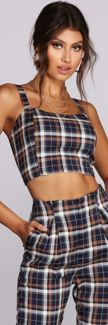 You’ll look stunning in the Plaid It Up Crop Top when paired with its matching separate to create a glam clothing set perfect for a New Year’s Eve Party Outfit or Holiday Outfit for any event!
