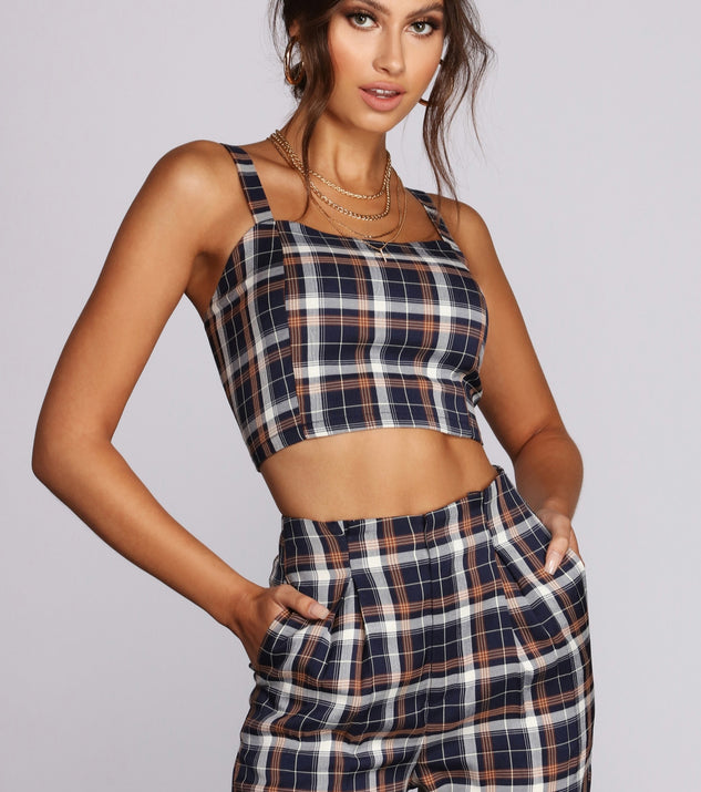 You’ll look stunning in the Plaid It Up Crop Top when paired with its matching separate to create a glam clothing set perfect for a New Year’s Eve Party Outfit or Holiday Outfit for any event!