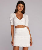 You’ll look stunning in the Shoot The Breeze Smocked Top when paired with its matching separate to create a glam clothing set perfect for a New Year’s Eve Party Outfit or Holiday Outfit for any event!