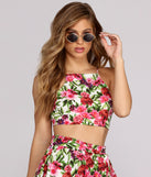 With fun and flirty details, Floral Bloom Crop Top shows off your unique style for a trendy outfit for the summer season!