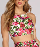 With fun and flirty details, Floral Bloom Crop Top shows off your unique style for a trendy outfit for the summer season!