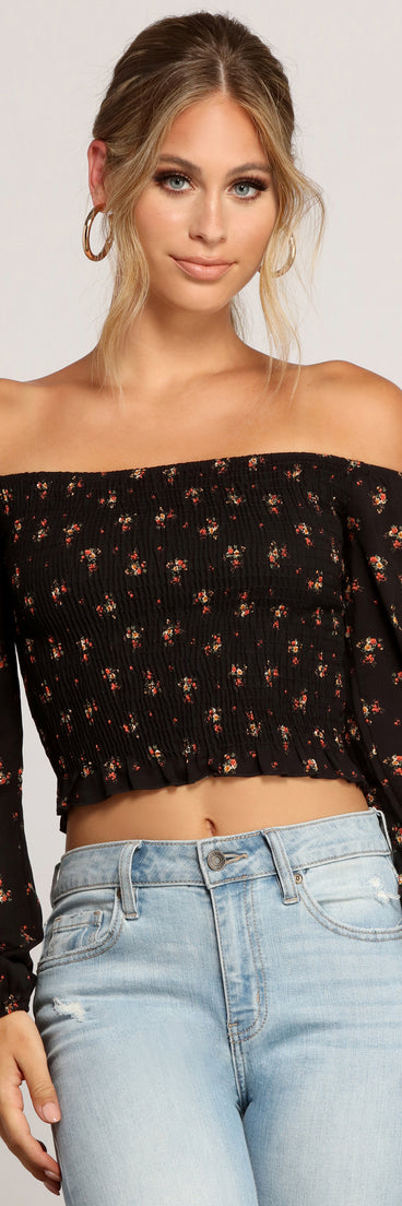 With fun and flirty details, Cutie In Floral Smocked Top shows off your unique style for a trendy outfit for the summer season!