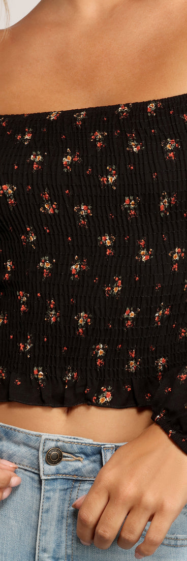With fun and flirty details, Cutie In Floral Smocked Top shows off your unique style for a trendy outfit for the summer season!