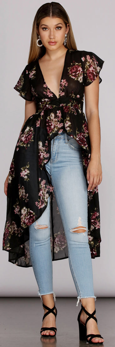On The Lanai Floral Duster for 2022 festival outfits, festival dress, outfits for raves, concert outfits, and/or club outfits