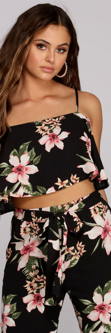 Total Tropics Ruffle Crop Top
