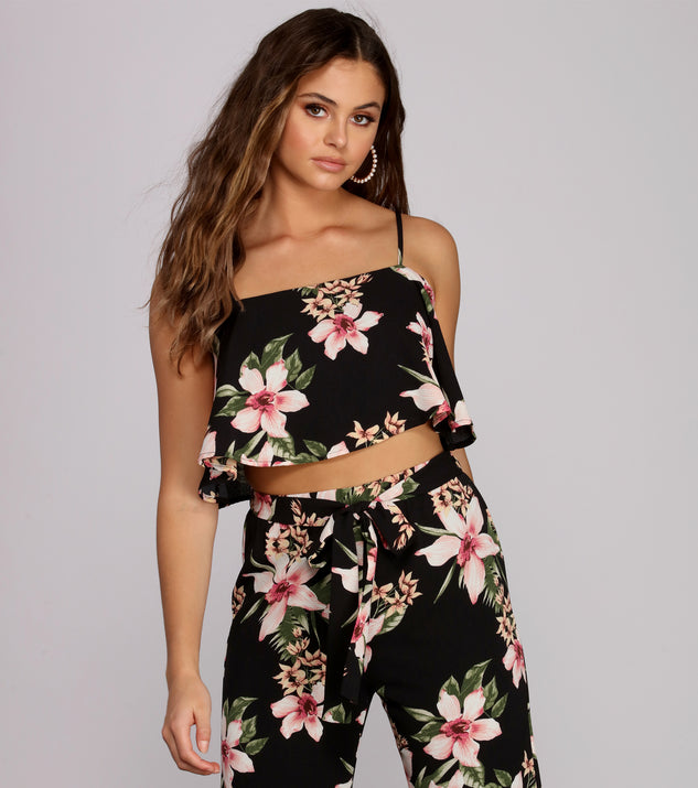 Total Tropics Ruffle Crop Top