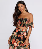 Hot Tropics Smocked Crop Top