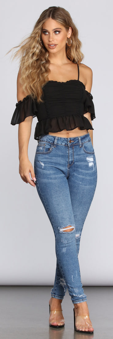 Perfect Peplum Ruched Crop Top