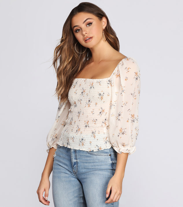 Surely Chiffon Floral Smocked Blouse