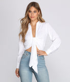 With fun and flirty details, Out Of Office Tie Blouse shows off your unique style for a trendy outfit for the summer season!