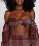 You’ll look stunning in the Check It Off Crop Top when paired with its matching separate to create a glam clothing set perfect for parties, date nights, concert outfits, back-to-school attire, or for any summer event!