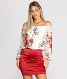 With fun and flirty details, Floral Chiffon Off The Shoulder Blouse shows off your unique style for a trendy outfit for the summer season!
