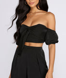 You’ll look stunning in the Bow Baby Cropped Blouse when paired with its matching separate to create a glam clothing set perfect for parties, date nights, concert outfits, back-to-school attire, or for any summer event!