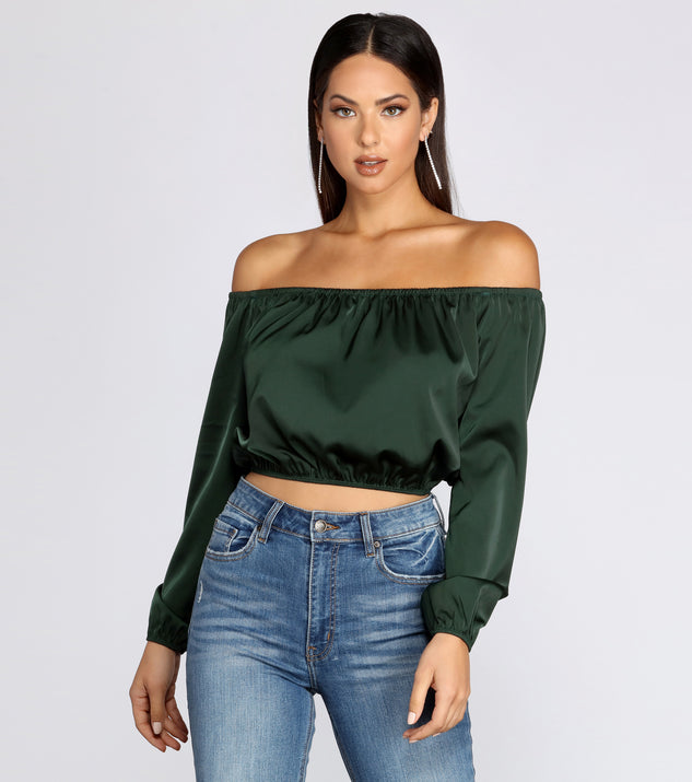 She's A Romantic Satin Off-Shoulder Blouse