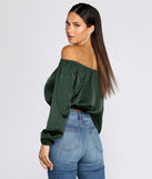 She's A Romantic Satin Off-Shoulder Blouse