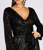 All Over Sequin Surplice Top