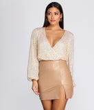 All Over Sequin Surplice Top