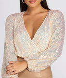 All Over Sequin Surplice Top