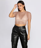Sparkly Dreams Sheer Crop Top helps create the best bachelorette party outfit or the bride's sultry bachelorette dress for a look that slays!