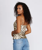 Leopard Print Cowl Neck Satin Top for 2022 festival outfits, festival dress, outfits for raves, concert outfits, and/or club outfits