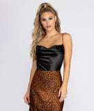 Satin Cowl Neck Bodysuit for 2022 festival outfits, festival dress, outfits for raves, concert outfits, and/or club outfits