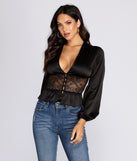 Sleek Satin Lace Blouse