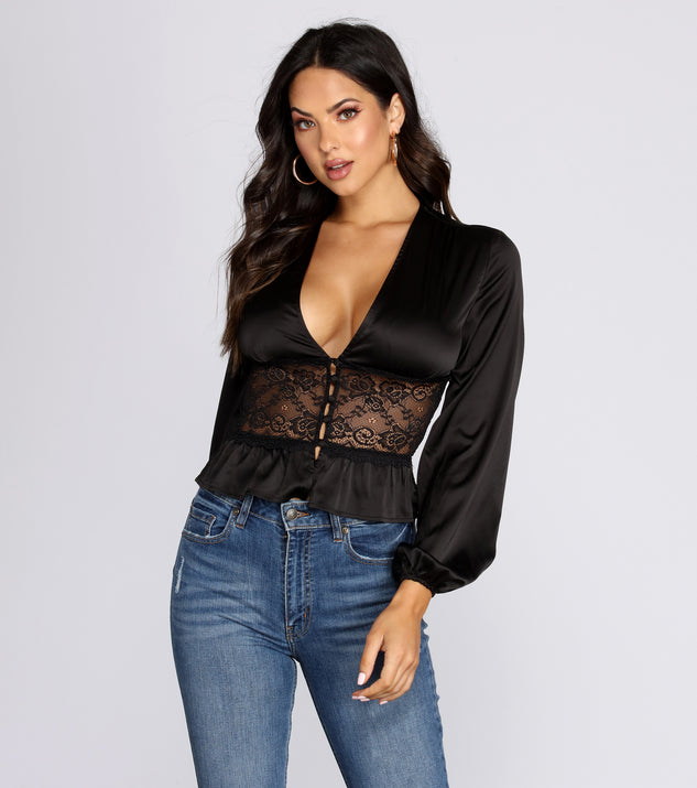 Sleek Satin Lace Blouse