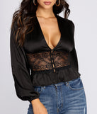 Sleek Satin Lace Blouse