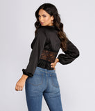 Sleek Satin Lace Blouse