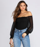 Chiffon Smocked Off The Shoulder Top