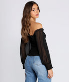 Chiffon Smocked Off The Shoulder Top